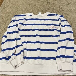 H&M Blue and White Striped sweatshirt